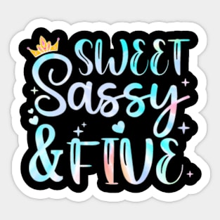 Sweet Sassy And Five 5Th Birthday 5 Years Old Princess Girl Sticker